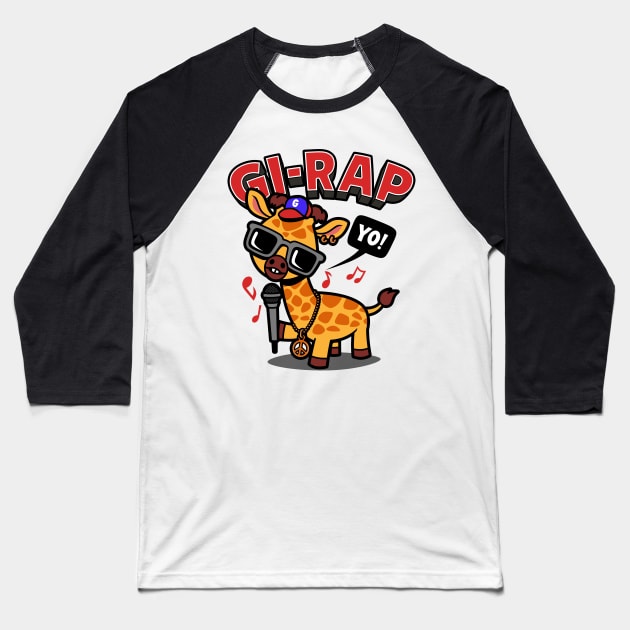 Gi-Rap Funny Kawaii Hiphop Rapping Animal Giraffe Baseball T-Shirt by BoggsNicolas